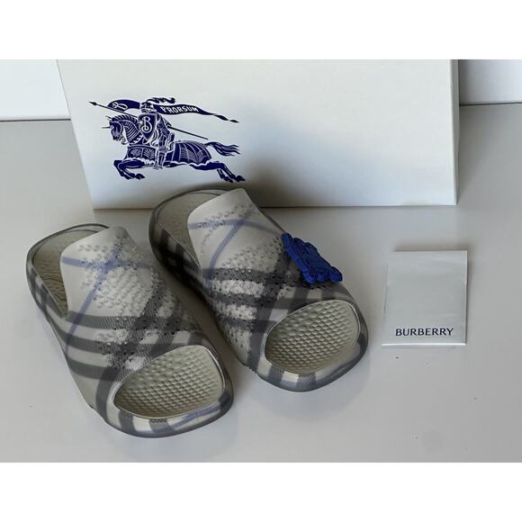 Burberry Mens Stingray Rubber Lichen IP Check Sandals 14 (47) 8088962 NIB $550 main image 5